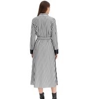 Robe midi classique pour femme, robe chemise à rayures, robe en coton 934129, noir/blanc Robe midi classique pour femme, robe chemise à rayures, robe en coton 934129, noir/blanc