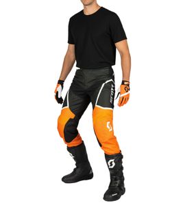 Pantaloni da motocross SCOTT 350 da uomo, abbigliamento sportivo con ginocchiere in pelle, 285589 1042, nero/arancione