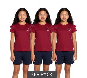 3-Pack DELMAO Children's T-Shirt for Girls with Ruffle Sleeves, Cotton Shirt, Summer Shirt, 71790542 Red