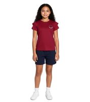3er Pack DELMAO Kinder T-Shirt für Mädchen mit Rüschen an den Ärmeln Baumwoll-Shirt Sommer-Shirt Sparpack 71790542 Rot