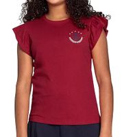Pack de 3 camisetas DELMAO para niña con mangas con volantes, de algodón, de verano, 71790542, color rojo