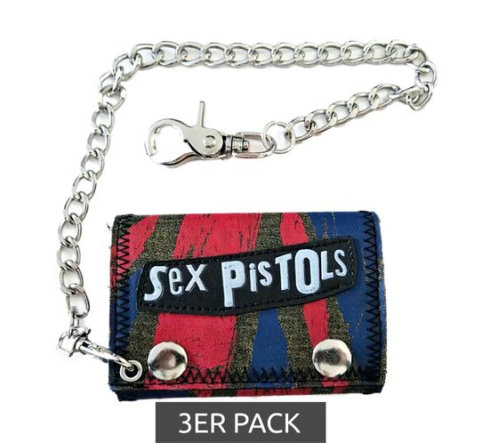Portefeuille Punk Rock Sex Pistols avec logo, bleu/rouge