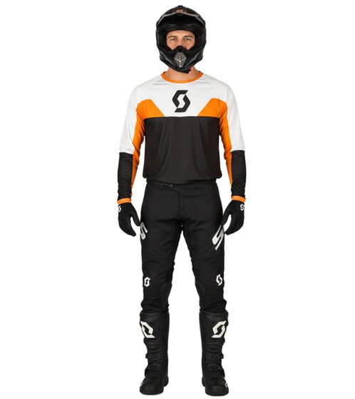 Maglia da motocross SCOTT 350 Track Evo da uomo, a maniche lunghe, con prese d'aria, 418528 1009, nera/bianca/arancione