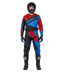 Pantaloni da motocross SCOTT Eco Track da uomo, abbigliamento sportivo con rinforzo in pelle nella zona del ginocchio, 418587 7698, nero/blu/rosso