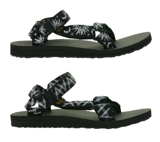 TEVA Original Universal Damen oder Herren Trekking-Sandale nachhaltige Sommer-Sandale mit EVA-Gummisohle Outdoor-Sandale Schwarz/Weiß oder Schwarz/Grau