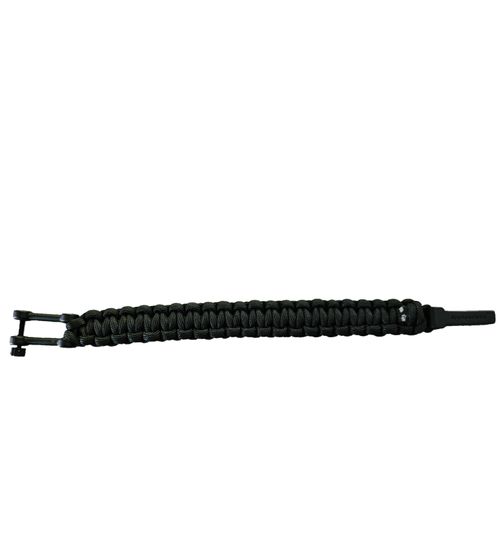 I-BRACE Paracord Armband Survival-Seil zum Armband geflochten aus reißfestem Parachute Cord 550 Cord IB1004 Schwarz