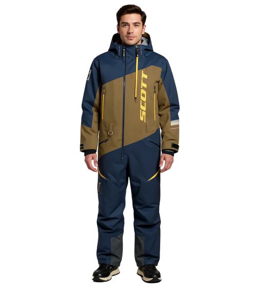SCOTT DS Shell Dryo Monosuit Herren Winter-/Schneemobil-Einteiler mit DRYOsphere 2L-Membran Motorfahrten im Schnee Winter-Offroad-Einsatz 292391 7030 Braun/Blau