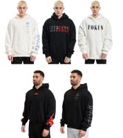 Sudadera Fokus x Def para hombre con bolsillo tipo canguro y varios estampados en blanco o negro