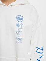 Sudadera Fokus x Def para hombre con bolsillo tipo canguro y varios estampados en blanco o negro