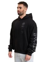 Sudadera Fokus x Def para hombre con bolsillo tipo canguro y varios estampados en blanco o negro