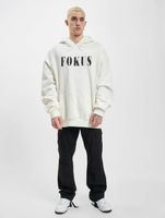 Sudadera Fokus x Def para hombre con bolsillo tipo canguro y varios estampados en blanco o negro