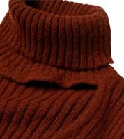 Pack de 2 minivestidos de punto para mujer con cuello alto y aberturas, de manga larga, en marrón caoba o azul oscuro.