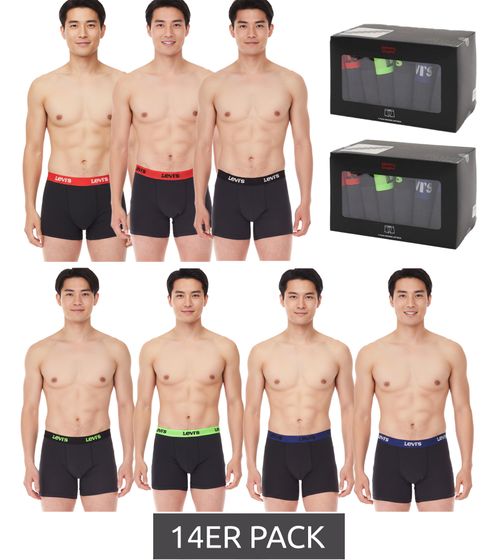 14-pack of LEVI'S men's cotton boxer shorts with colorful accents on the waistband, in a gift box 701225625 001 Black/Green/Blue/Red