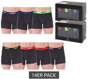 Confezione da 14 boxer da uomo LEVI'S in cotone con dettagli colorati in vita, in confezione regalo 701225625 001 Nero/Verde/Blu/Rosso
