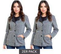 Lot de 2 manteaux courts pour femme, manteau d'automne durable, veste d'automne à carreaux, 922470 Gris foncé