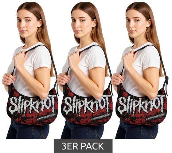 Lot de 3 sacs bandoulière Slipknot Metal Band, élégants sacs shopping, produits dérivés LB111185SLPO, noir/rouge/blanc