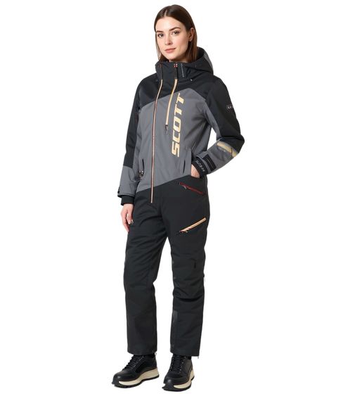SCOTT DS Shell Dryo Monosuit Damen Winter-/Schneemobil-Einteiler mit DRYOsphere 2L-Membran Motorfahrten im Schnee Winter-Offroad-Einsatz 282394 7425 Schwarz/Grau