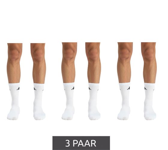 3 pares de calcetines Kappa de algodón de corte bajo con logotipo para uso diario, 304M5N0 923 blanco