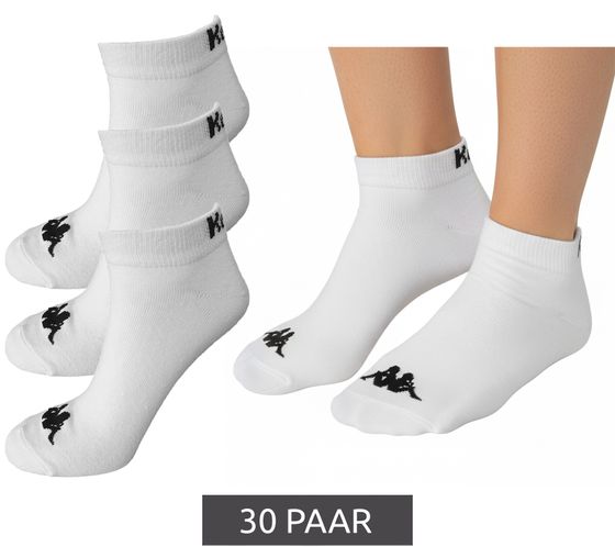 30 paires de chaussettes de sport Kappa, chaussettes de sport, chaussettes en coton avec logo, 3112YCW A00, blanches