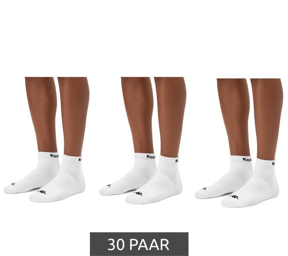 30 paires de chaussettes de sport Kappa, chaussettes de sport, chaussettes en coton avec logo, 3112YCW A00, blanches