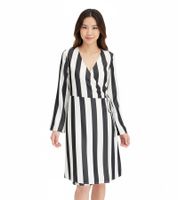 2-pack of beautiful striped dresses for women, wrap dress with V-neck, mini dress 978829, black/white
