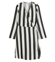 2-pack of beautiful striped dresses for women, wrap dress with V-neck, mini dress 978829, black/white