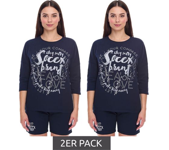 Sudadera SOCCX de cuello redondo extragrande para mujer (paquete de 2), color azul SCU-2100-3772
