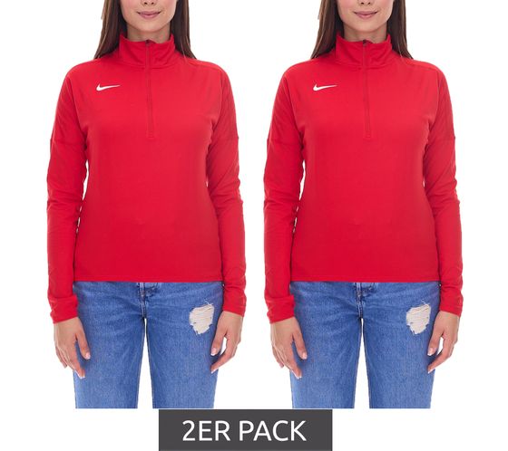 Confezione risparmio da 2 maglie da allenamento a maniche lunghe NIKE Dry Element da donna con felpa con mezza zip e Dry-Fit NT0316-657 Rosso