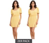 2-pack value pack: short women's shirt dress made of structured crepe jersey, summer dress, 909338 Yellow