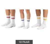 18 paires de chaussettes de tennis Kappa, en coton avec imprimé de la marque, idéales pour le quotidien, 371F4ZW A01 Blanches
