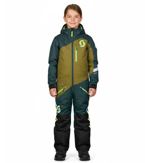 SCOTT DS Dryo Monosuit Kinder Winter-/Schneemobil-Einteiler mit DRYOsphere 2L-Membran Motorfahrten im Schnee Winter-Offroad-Einsatz 292397 7650 Türkis/Olivgrün