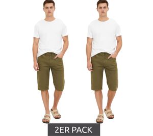 Confezione da 2 bermuda lunghi in denim da uomo, pantaloni in cotone con look vintage, shorts 903459 verde oliva