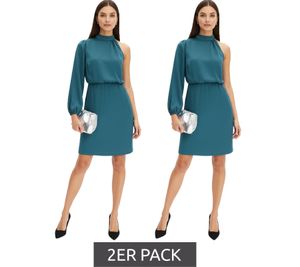 Confezione risparmio da 2: Elegante abito monospalla da donna, abito primaverile in raso lucido, abito midi, 925469 Verde Confezione risparmio da 2: Elegante abito monospalla da donna, abito primaverile in raso lucido, abito midi, 925469 Verde