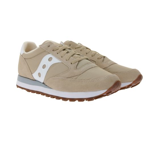 Saucony Jazz Original Herren Sneaker sportliche Low-Top Turnschuhe mit Echtleder-Anteil S2044-662 Beige/Weiß