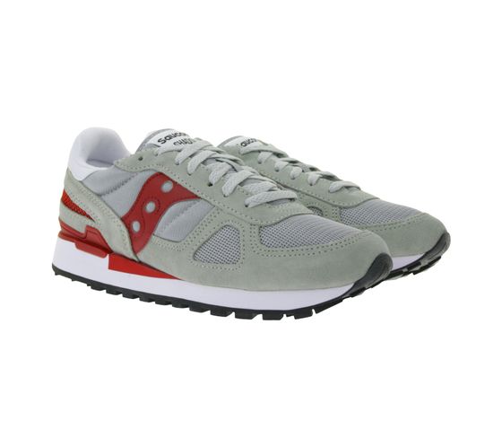 Saucony Shadow Original Herren Sneaker mit Echtleder-Overlays Sport-Schuhe S2108-822 Grau/Rot