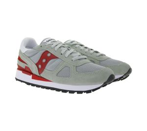 Saucony Shadow Original Herren Sneaker mit Echtleder-Overlays Sport-Schuhe S2108-822 Grau/Rot