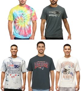 T-shirt homme RE:COVERED X NFL New England Patriots avec imprimés variés, en coton, blanc, bleu, gris, multicolore
