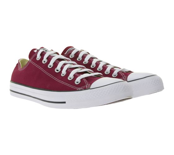 Converse Chuck Taylor All Star OX Herren Chucks Canvas-Sneaker mit OrthoLite-Dämpfung Low Top Schuhe M9691C Bordeaux-Rot