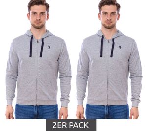 2er Sparpack U.S. POLO ASSN. Herren Sweat-Jacke mit Kapuze Baumwoll-Jacke Pullover 162 62510 52191 282 Grau
