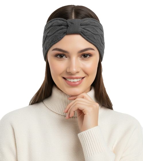 ZWILLINGSHERZ Strick-Stirnband Kaschmir-Stirnband Kopfbedeckung Grobstrick Winter-Stirnband Accessoire 8007 Dunkelgrau