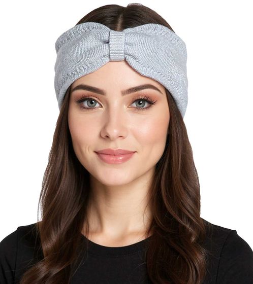 ZWILLINGSHERZ Strick-Stirnband Kaschmir-Stirnband Kopfbedeckung Feinstrick Winter-Stirnband Accessoire 8007 Hellgrau