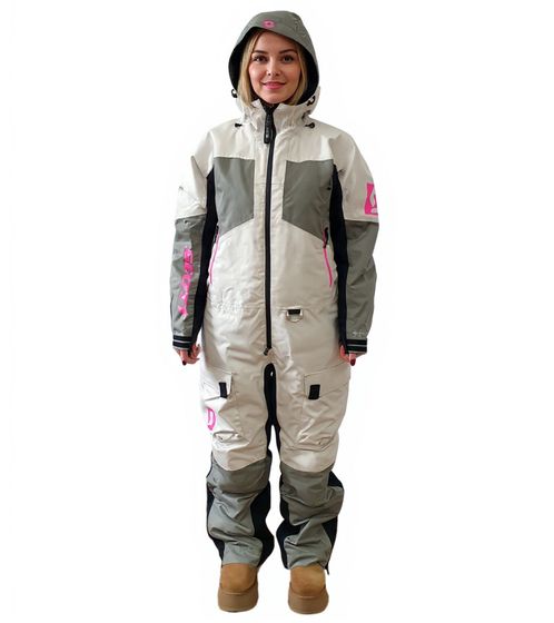 SCOTT Back-X Dryo Monosuit Damen Winter-/Schneemobil-Einteiler mit DRYOsphere Membran Motorfahrten im Schnee Winter-Offroad-Einsatz 412156 7652 Creme-Weiß/Grün/Schwarz