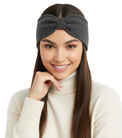 ZWILLINGSHERZ Strick-Stirnband Kaschmir-Stirnband Kopfbedeckung Feinstrick Winter-Stirnband Accessoire 8007 Dunkelgrau