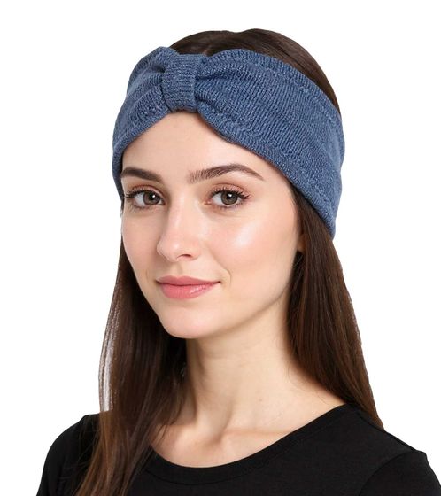 ZWILLINGSHERZ Strick-Stirnband Kaschmir-Stirnband Kopfbedeckung Feinstrick Winter-Stirnband Accessoire 8007 Jeans-Blau