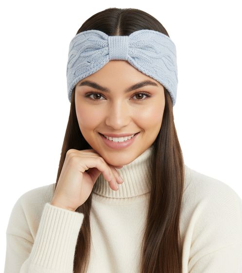 ZWILLINGSHERZ Strick-Stirnband Kaschmir-Stirnband Kopfbedeckung Grobstrick Winter-Stirnband Accessoire 8007 Hell-Blau