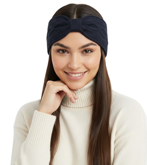 ZWILLINGSHERZ Strick-Stirnband Kaschmir-Stirnband Kopfbedeckung Grobstrick Winter-Stirnband Accessoire 8007 Navy-Blau