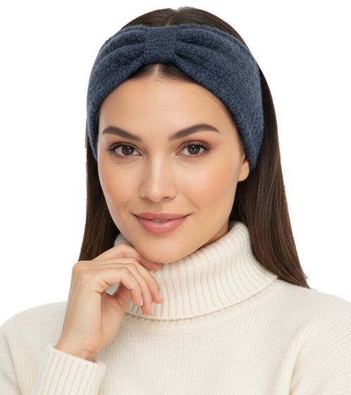 ZWILLINGSHERZ Strick-Stirnband Woll-Stirnband Kopfbedeckung Grobstrick Winter-Stirnband Accessoire 8007 Jeans-Blau