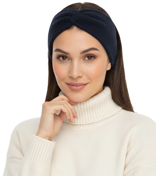 ZWILLINGSHERZ Strick-Stirnband Woll-Stirnband Kopfbedeckung Grobstrick Winter-Stirnband Accessoire 8007 Navy-Blau