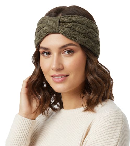ZWILLINGSHERZ Knitted Headband, Cashmere Headband, Headwear, Chunky Knit, Winter Headband, Accessory, 8007 Olive Green