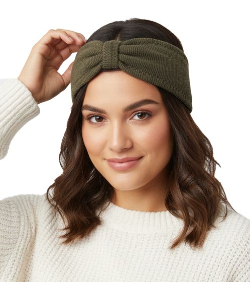 ZWILLINGSHERZ Strick-Stirnband Kaschmir-Stirnband Kopfbedeckung Feinstrick Winter-Stirnband Accessoire 8007 Oliv-Grün